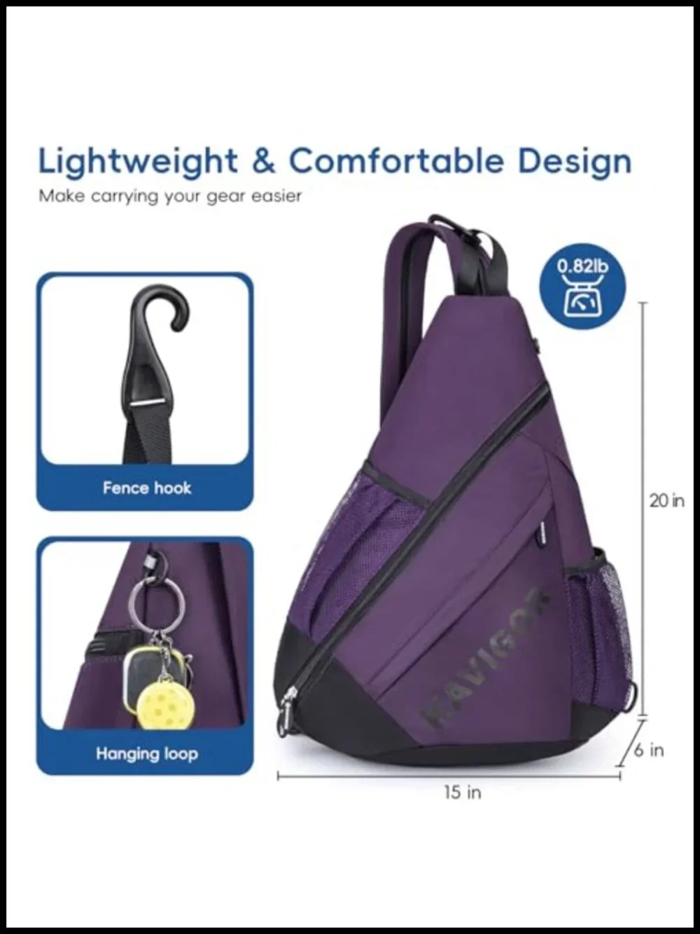 Pickleball Sling Bag – Convertible Ultra-Light Backpack, Fits 4 Paddles